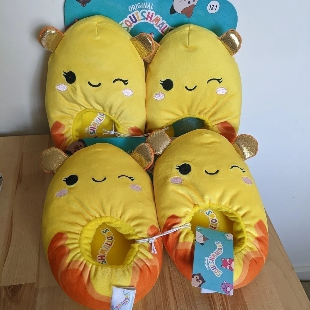 Rare Squishmallows Slippers Dumbo Octopus Yellow Limited Release